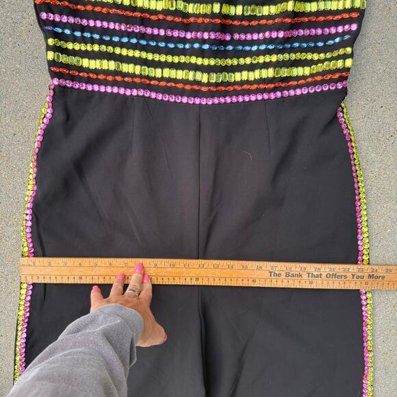Nasty Gal Premium Black Multi Color Gem Hand Embellished Jumpsuit NWT US Size 14 - Picture 7 of 12